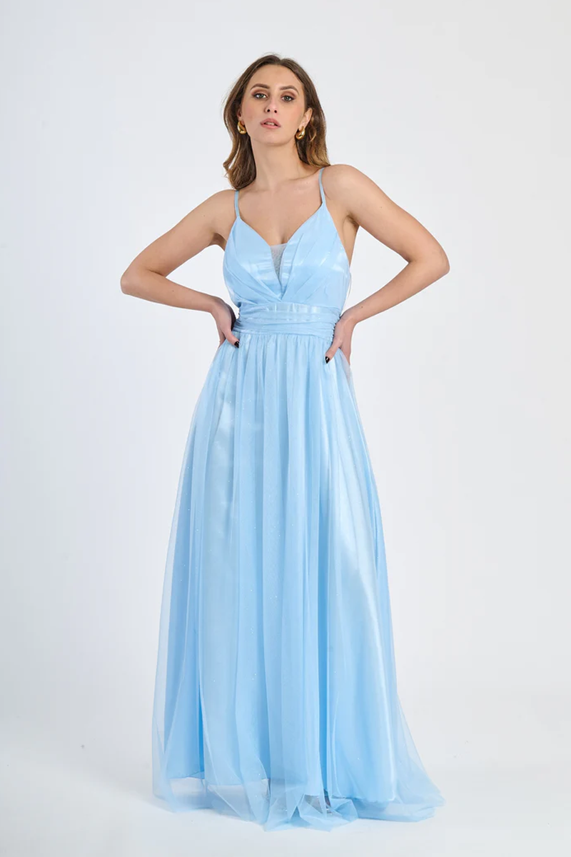 Abito lungo in tulle lucidato Stella