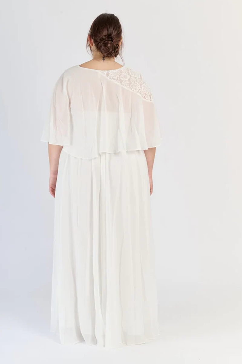 Abito Lungo Elegante in Chiffon con Dettagli in Pizzo “Iselda” (Taglie comode)