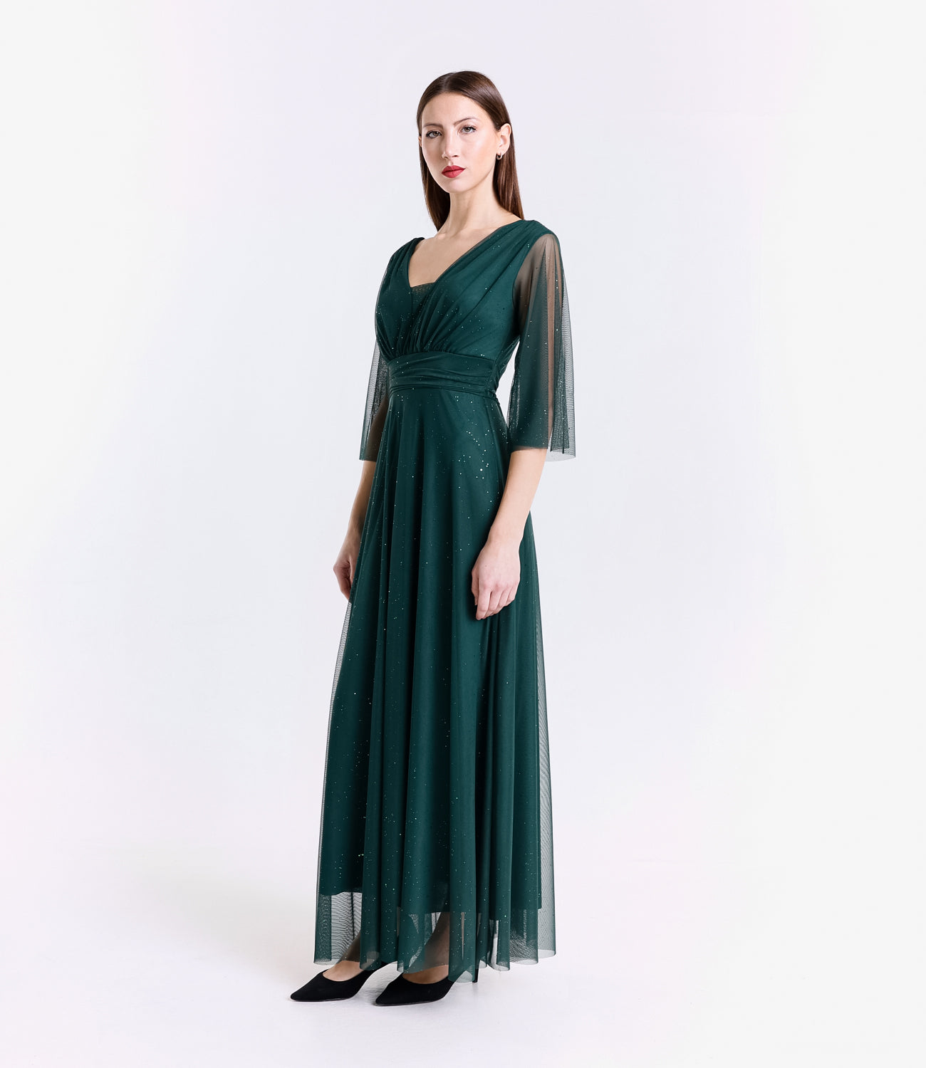 Abito verde.S elegante in tessuto leggero, ideale per eventi estivi