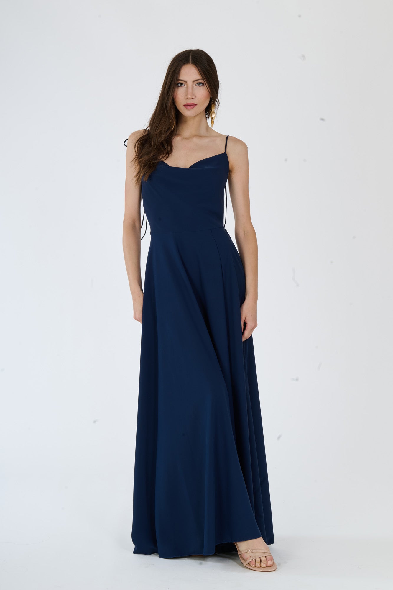 Abito “Isadora” – Vestito Lungo in Poliestere con Spacco e Spalline Annodate