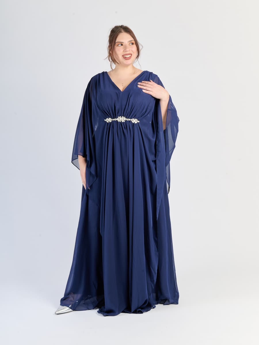 Vestito da sera Blu scuro, tessuto leggero, colore profondo