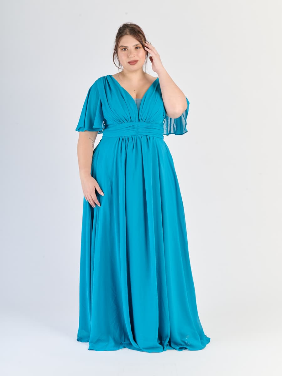 Vestito plus size Verde acqua con fascia