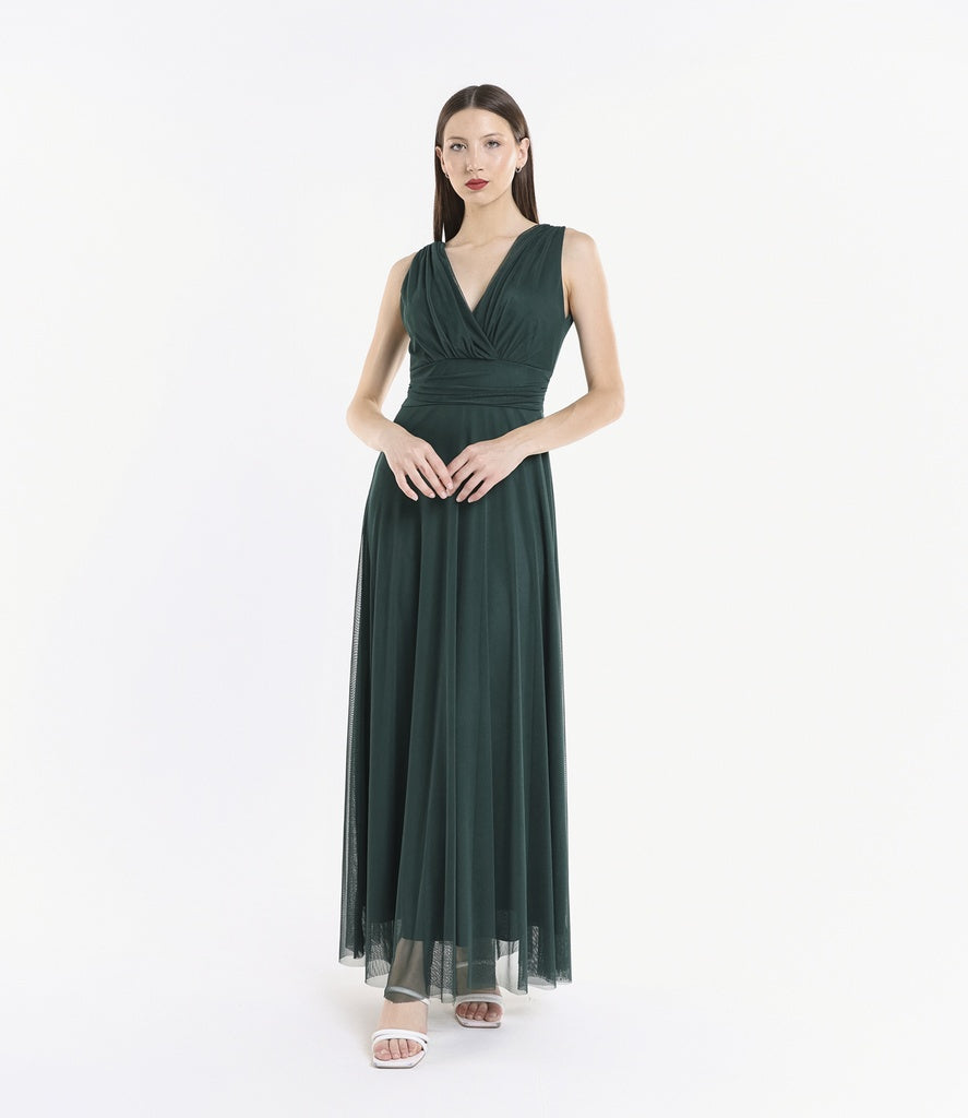 Abito da damigella in tulle con scollo a V Flavia