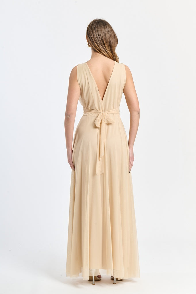Abito da damigella in tulle con scollo a V Flavia