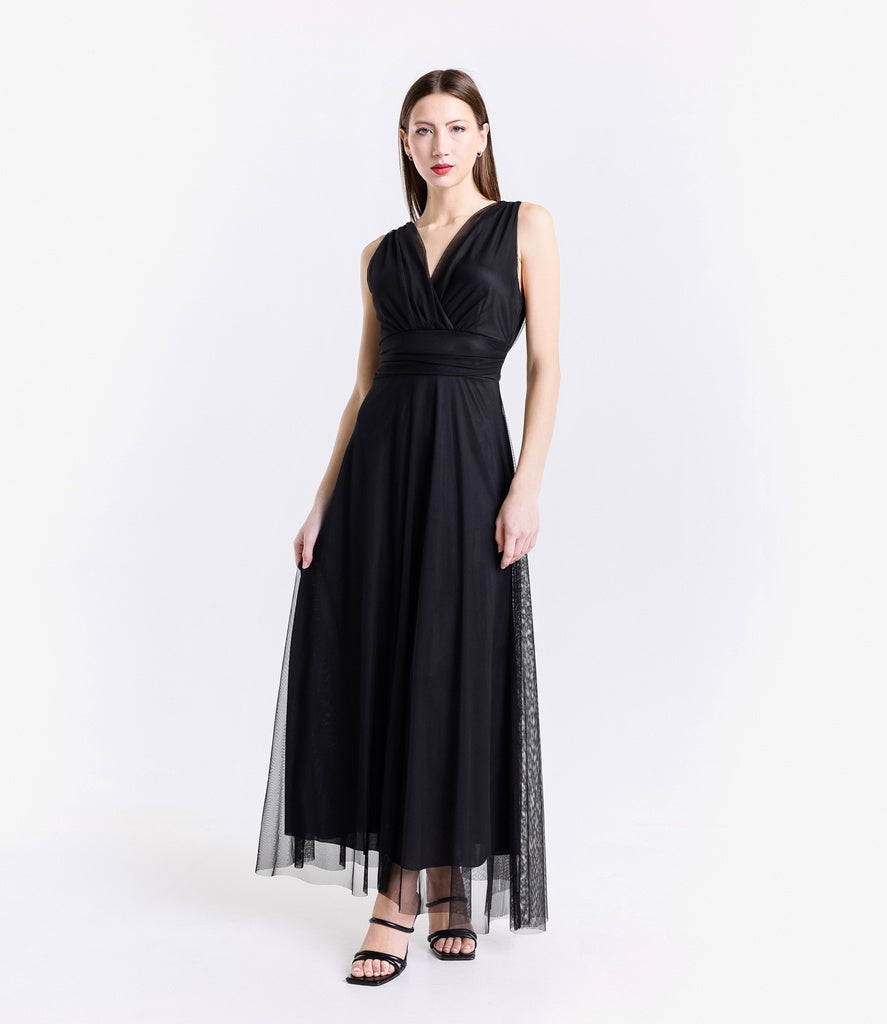 Abito da damigella in tulle con scollo a V Flavia