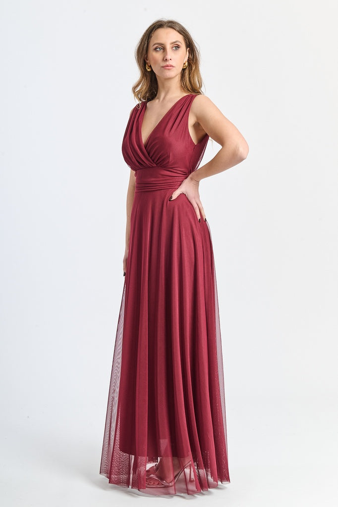 Abito da damigella in tulle con scollo a V Flavia