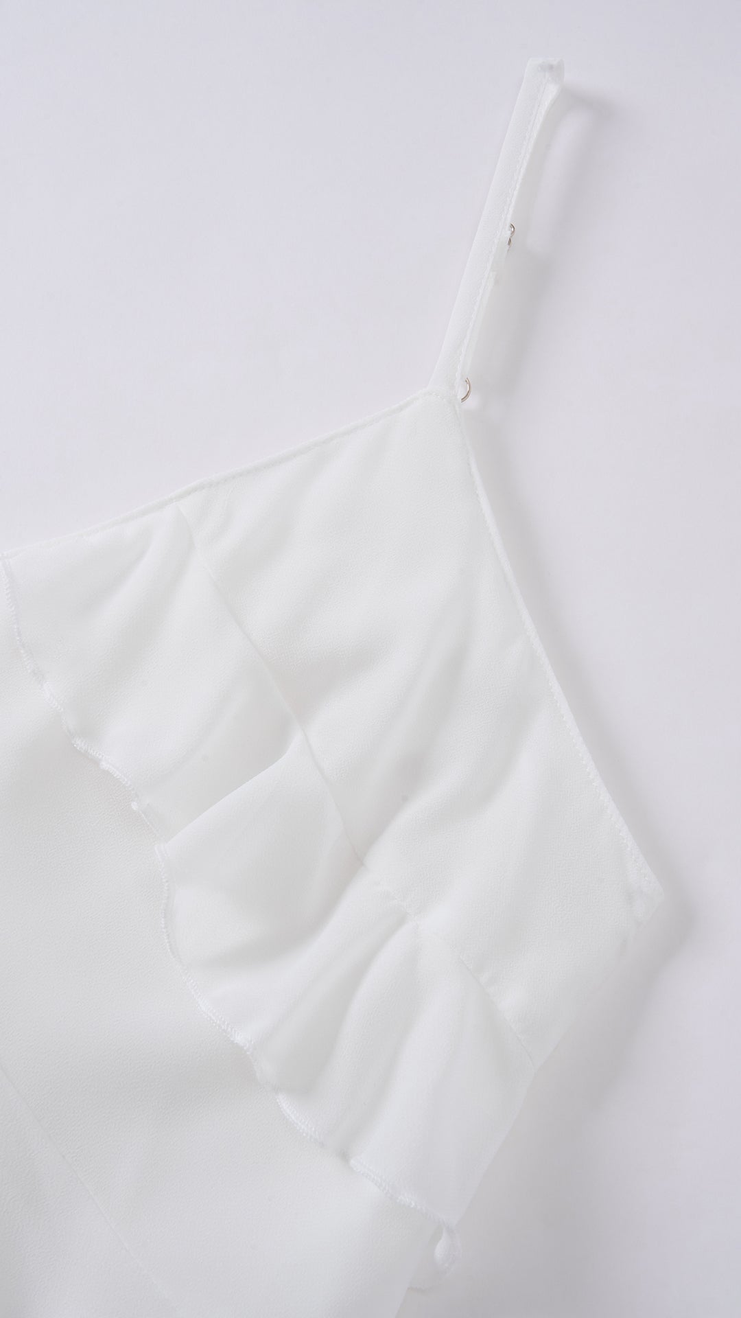 Vestito Donna Spalline Sottili con Balze Oblique, Abito Midi Smanicato Scollatura a V, Modello Elegante per Serate e Vacanze
