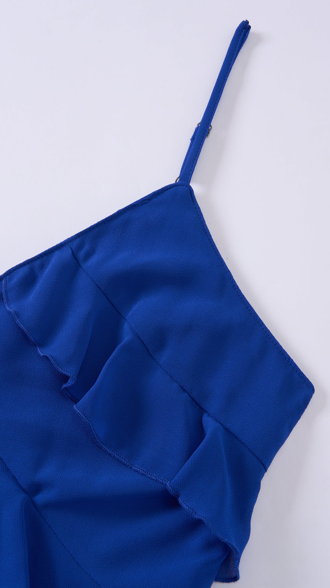 Vestito Donna Spalline Sottili con Balze Oblique, Abito Midi Smanicato Scollatura a V, Modello Elegante per Serate e Vacanze