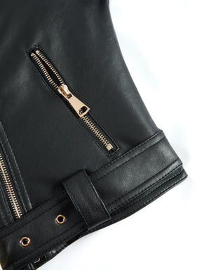 Giubbotto Biker in Pelle con Pelliccia, Giacca Moto Inverno Donna con Collo in Pelliccia, Chiusura a Cerniera e Fibbia Regolabile
