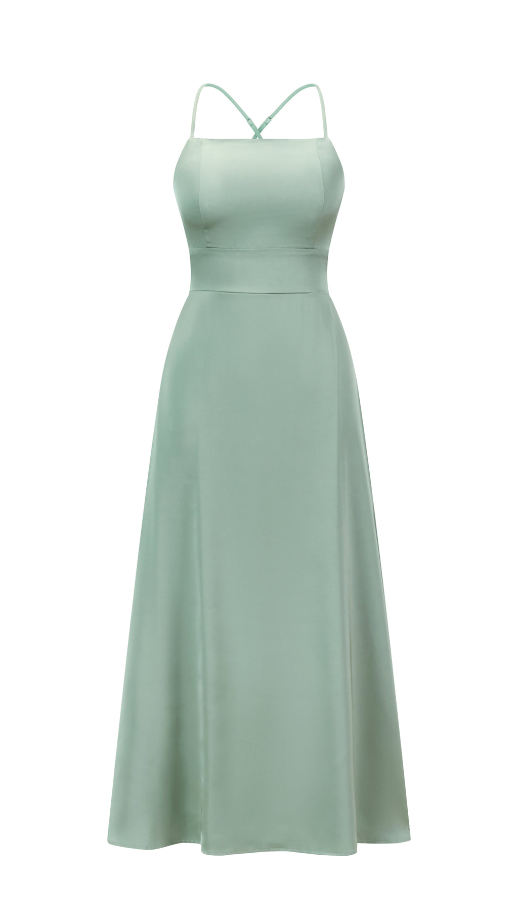 Abito Lungo in Satin con Spalline Sottili e Schiena a Croce - Eleganza per Matrimoni e Serate（副本）