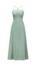 Abito Lungo in Satin con Spalline Sottili e Schiena a Croce - Eleganza per Matrimoni e Serate（副本）