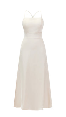 Abito Lungo in Satin con Spalline Sottili e Schiena a Croce - Eleganza per Matrimoni e Serate
