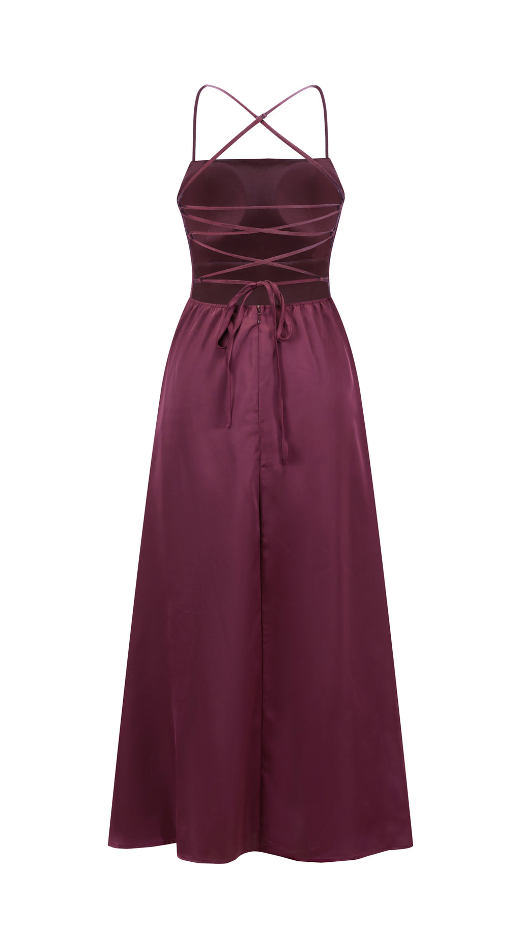 Abito Lungo in Satin con Spalline Sottili e Schiena a Croce - Eleganza per Matrimoni e Serate（副本）