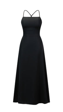 Abito Lungo in Satin con Spalline Sottili e Schiena a Croce - Eleganza per Matrimoni e Serate