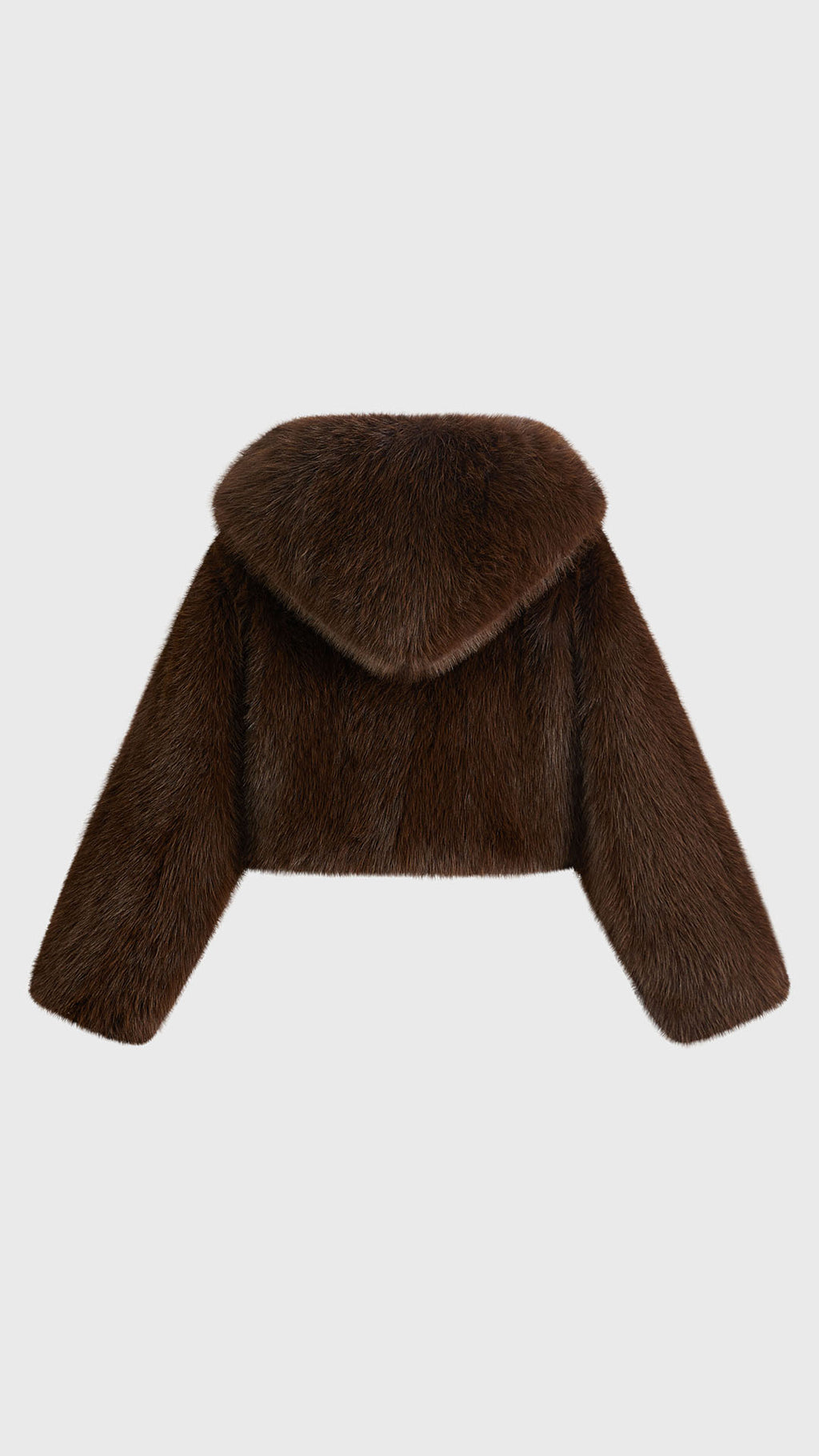 Giacca cropped in pelliccia sintetica con cappuccio ampio