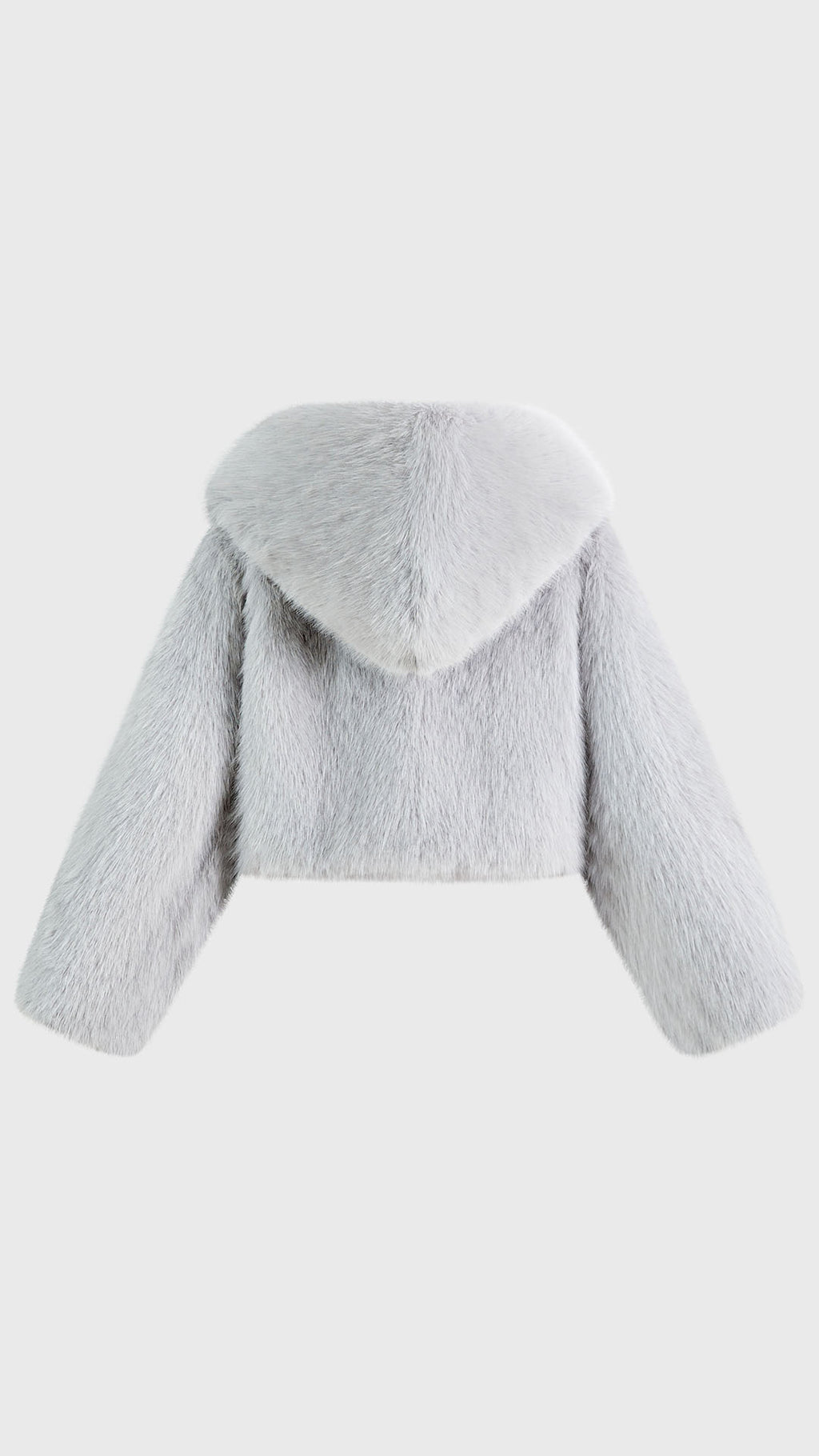 Giacca cropped in pelliccia sintetica con cappuccio ampio