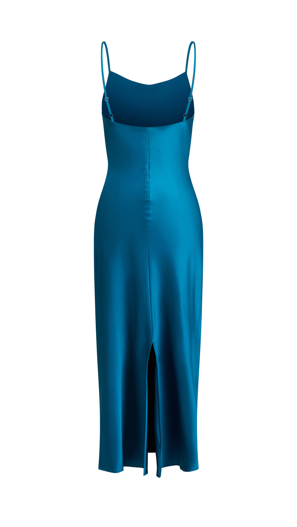 Abito Midi in Satin con Spalline e Scollatura a Collo d'Anatra - Eleganza Senza Tempo per Serate（副本）