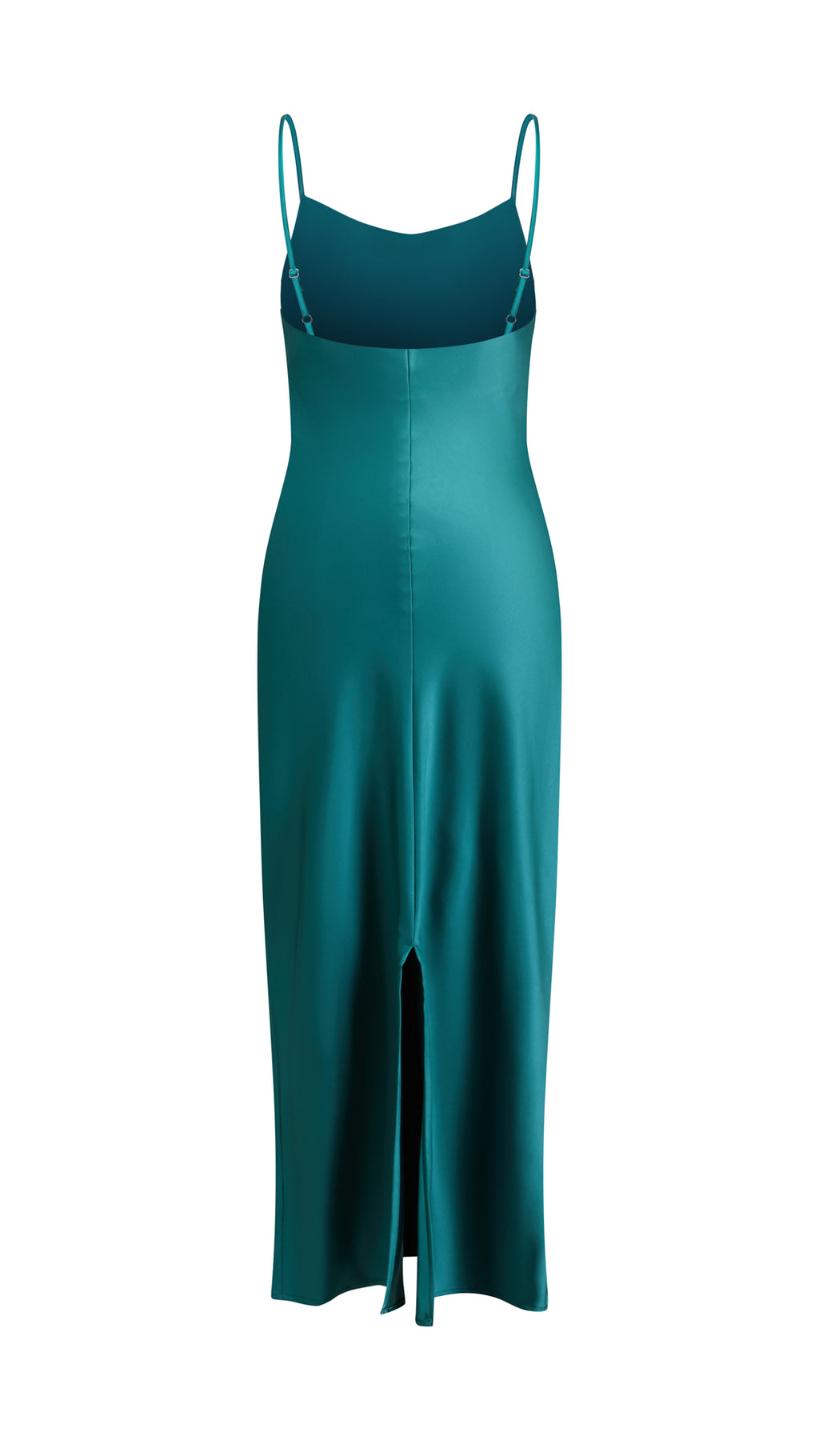 Abito Midi in Satin con Spalline e Scollatura a Collo d'Anatra - Eleganza Senza Tempo per Serate（副本）