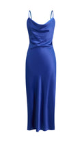 Abito Midi in Satin con Spalline e Scollatura a Collo d'Anatra - Eleganza Senza Tempo per Serate（副本）