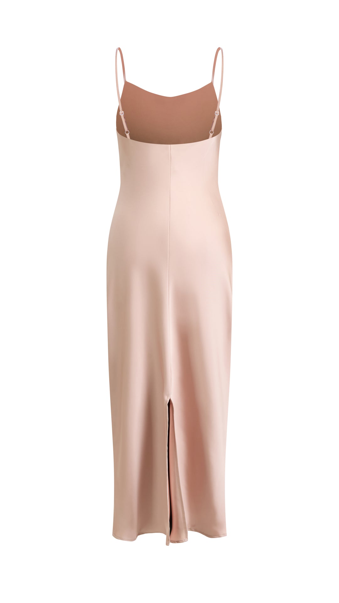 Abito Midi in Satin con Spalline e Scollatura a Collo d'Anatra - Eleganza Senza Tempo per Serate（副本）
