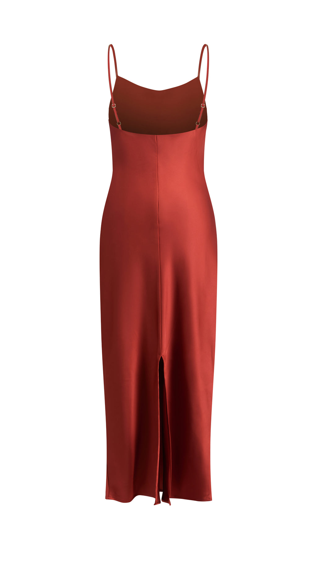 Abito Midi in Satin con Spalline e Scollatura a Collo d'Anatra - Eleganza Senza Tempo per Serate（副本）