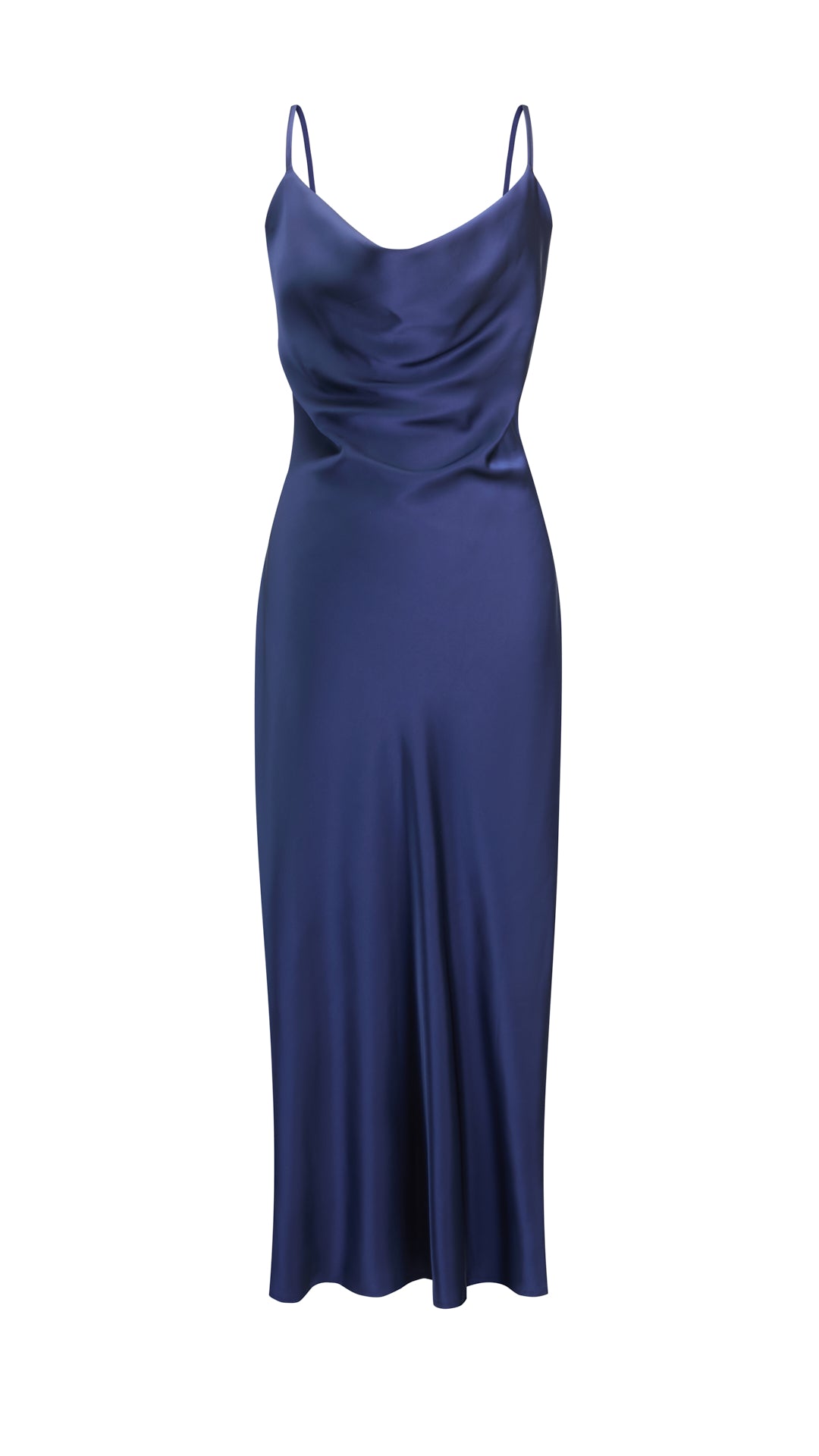 Abito Midi in Satin con Spalline e Scollatura a Collo d'Anatra - Eleganza Senza Tempo per Serate