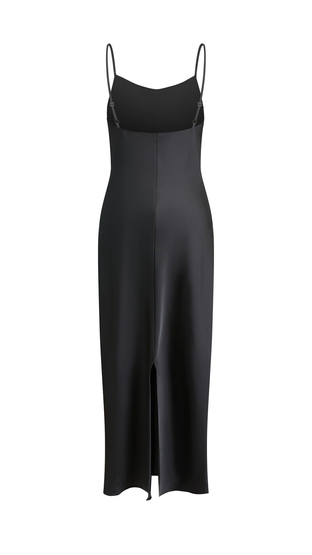 Abito Midi in Satin con Spalline e Scollatura a Collo d'Anatra - Eleganza Senza Tempo per Serate（副本）