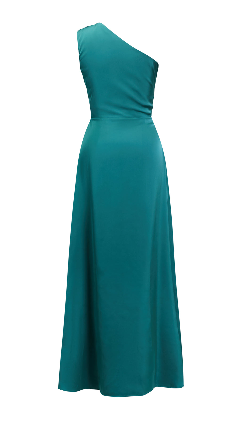 Abito Lungo Monospalla in Satin con Spacco - Eleganza Senza Tempo per Matrimoni e Serate（副本）