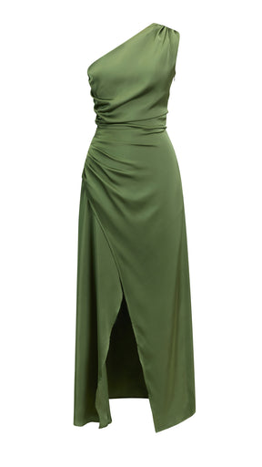 Abito da Sera Monospalla in Satin con Spacco - Elegante e Sensuale per Eventi Speciali