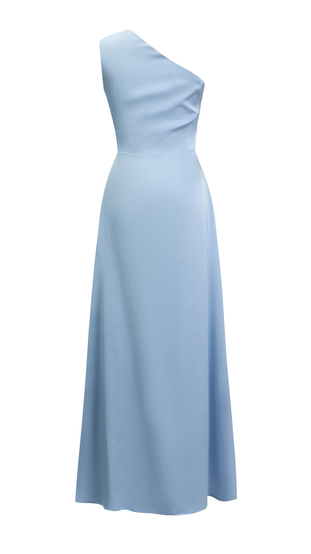 Abito Lungo Monospalla in Satin con Spacco - Eleganza Senza Tempo per Matrimoni e Serate（副本）
