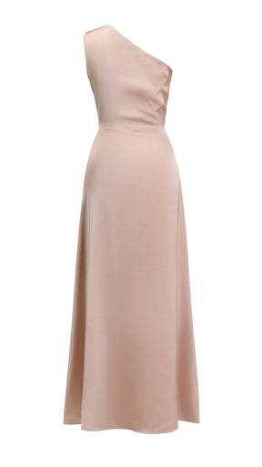 Abito Lungo Monospalla in Satin con Spacco - Eleganza Senza Tempo per Matrimoni e Serate