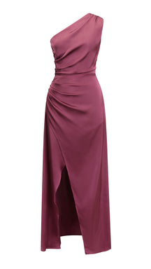 Abito da Sera Monospalla in Satin con Spacco - Elegante e Sensuale per Eventi Speciali