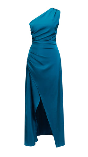 Abito da Sera Monospalla in Satin con Spacco - Elegante e Sensuale per Eventi Speciali