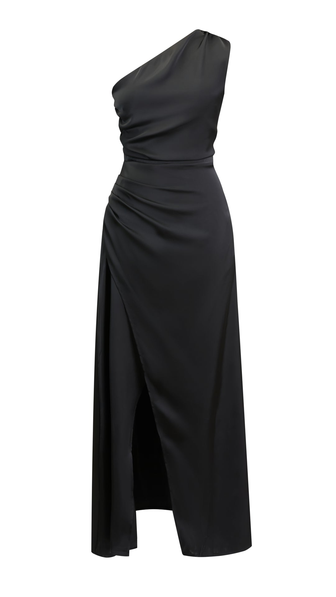 Abito da Sera Monospalla in Satin con Spacco - Elegante e Sensuale per Eventi Speciali