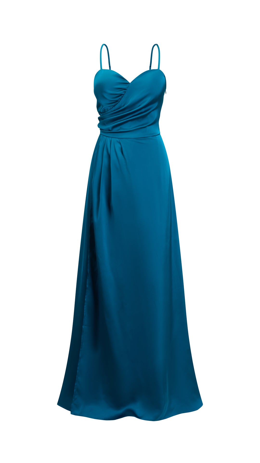 Abito Lungo a Spalline in Satin con Busto a Cuore - Eleganza per Matrimoni e Serate Speciali