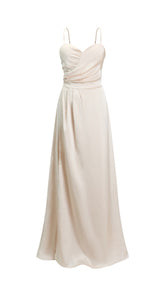 Abito Lungo a Spalline in Satin con Busto a Cuore - Eleganza per Matrimoni e Serate Speciali