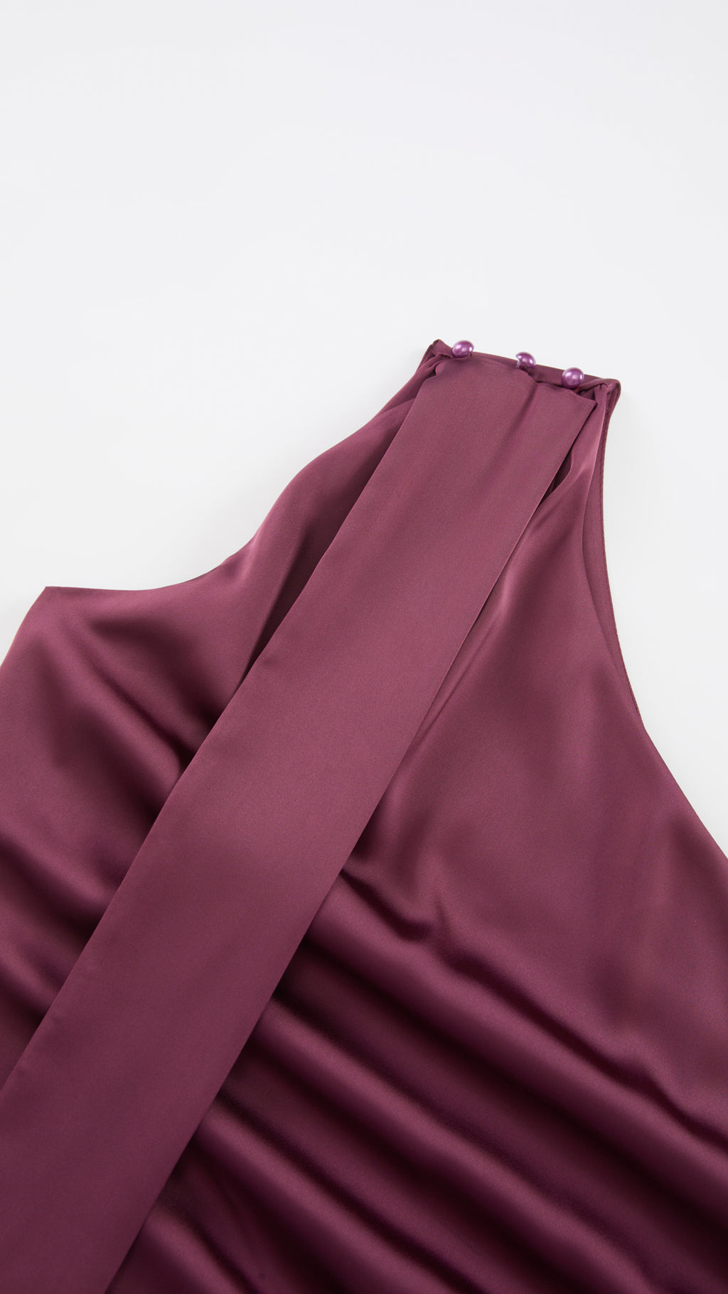 Abito Lungo Monospalla con Collarino e Fiocco in Satin - Eleganza per Matrimoni e Serate Speciali（副本）