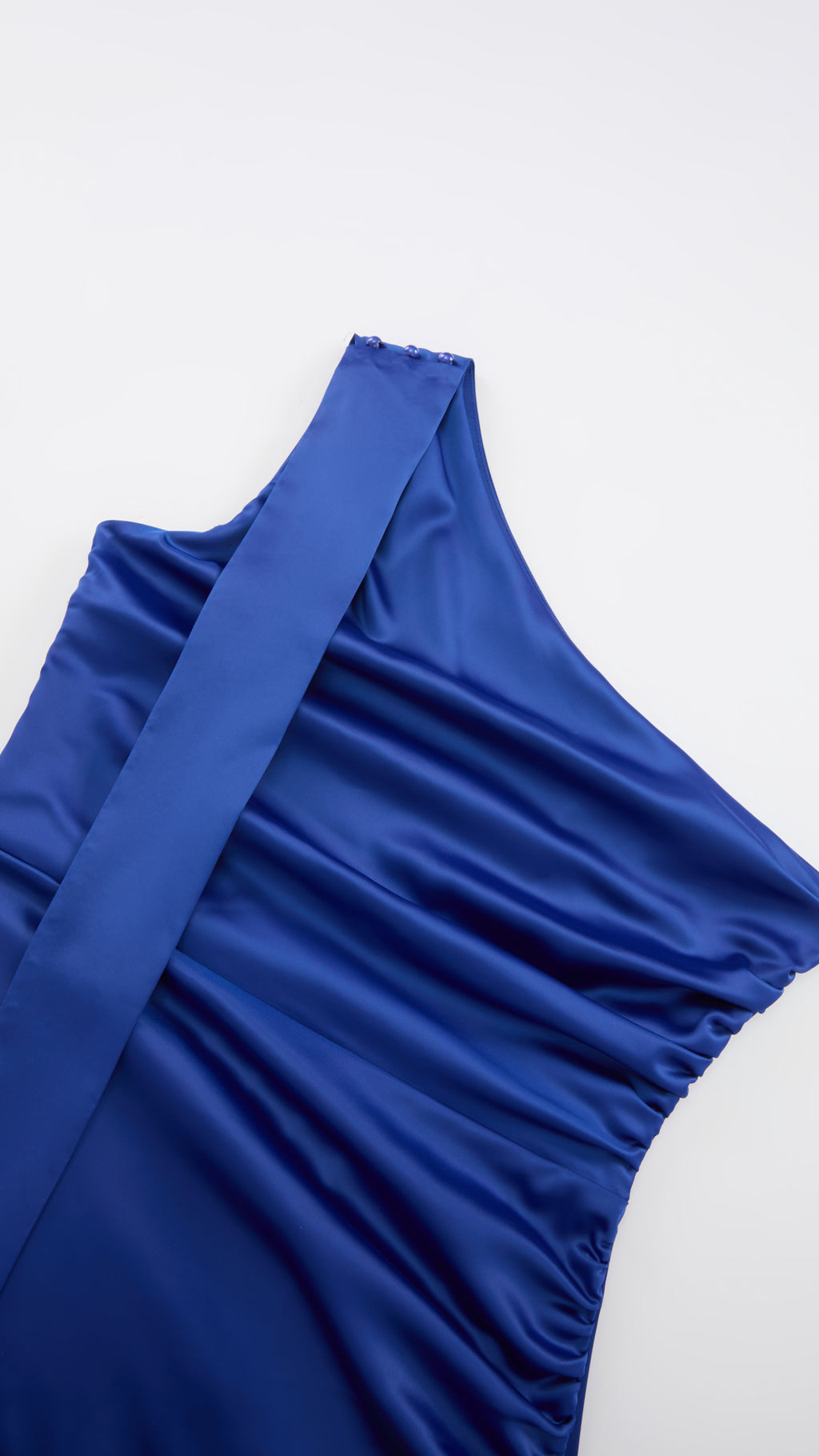 Abito Lungo Monospalla con Collarino e Fiocco in Satin - Eleganza per Matrimoni e Serate Speciali（副本）