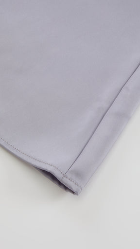 Abito Lungo Monospalla con Collarino e Fiocco in Satin - Eleganza per Matrimoni e Serate Speciali