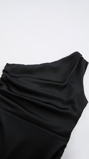 Abito da Sera Monospalla in Satin con Spacco - Elegante e Sensuale per Eventi Speciali
