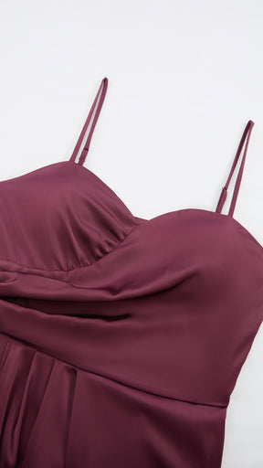 Abito Lungo a Spalline in Satin con Busto a Cuore - Eleganza per Matrimoni e Serate Speciali