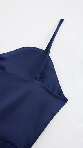 Abito Lungo a Spalline in Satin con Busto a Cuore - Eleganza per Matrimoni e Serate Speciali