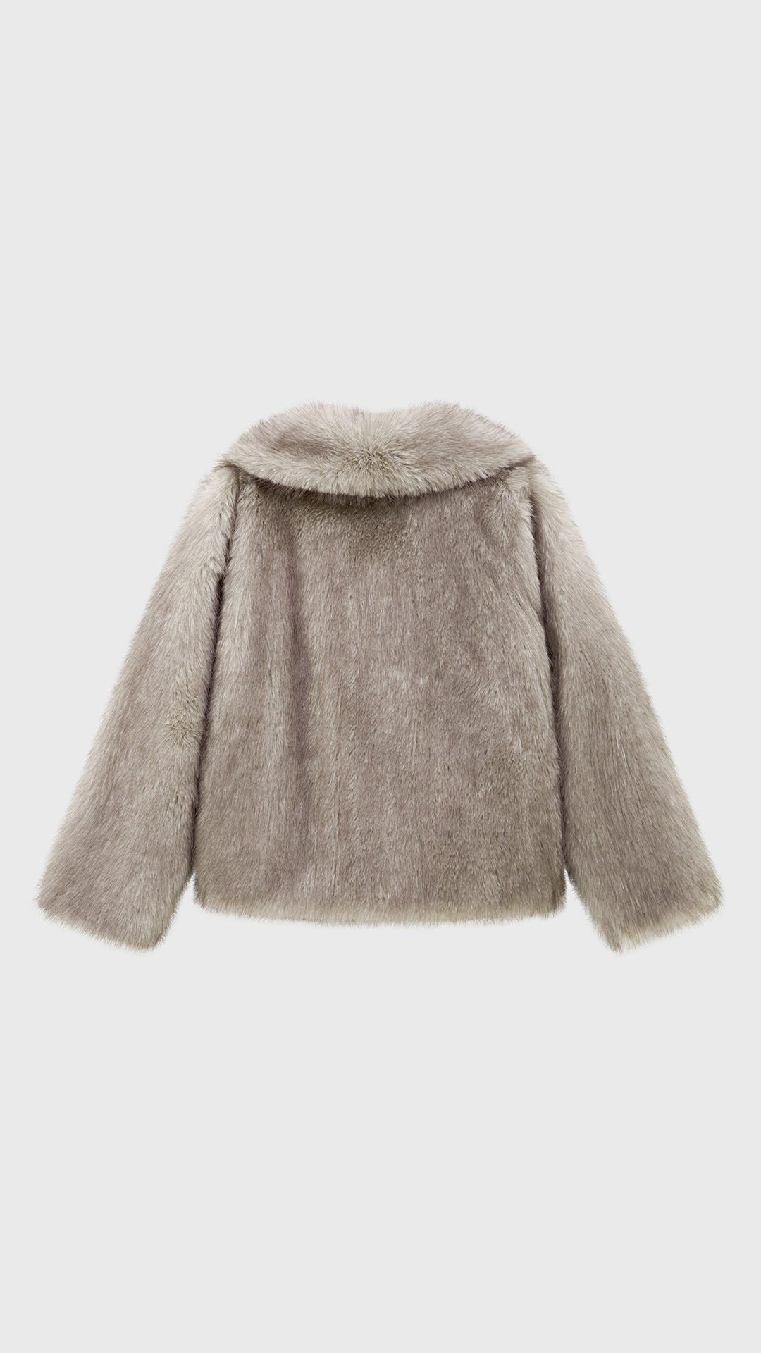 Giacca corta donna in pelliccia sintetica , ampio collo a rever, stile elegante