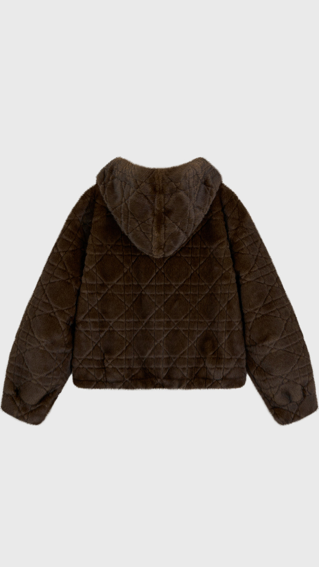 Giacca Corta Invernale Donna in Peluche Sintetico Trapuntato, Cappuccio, Chiusura Nascosta, Giacca Casual Morbida