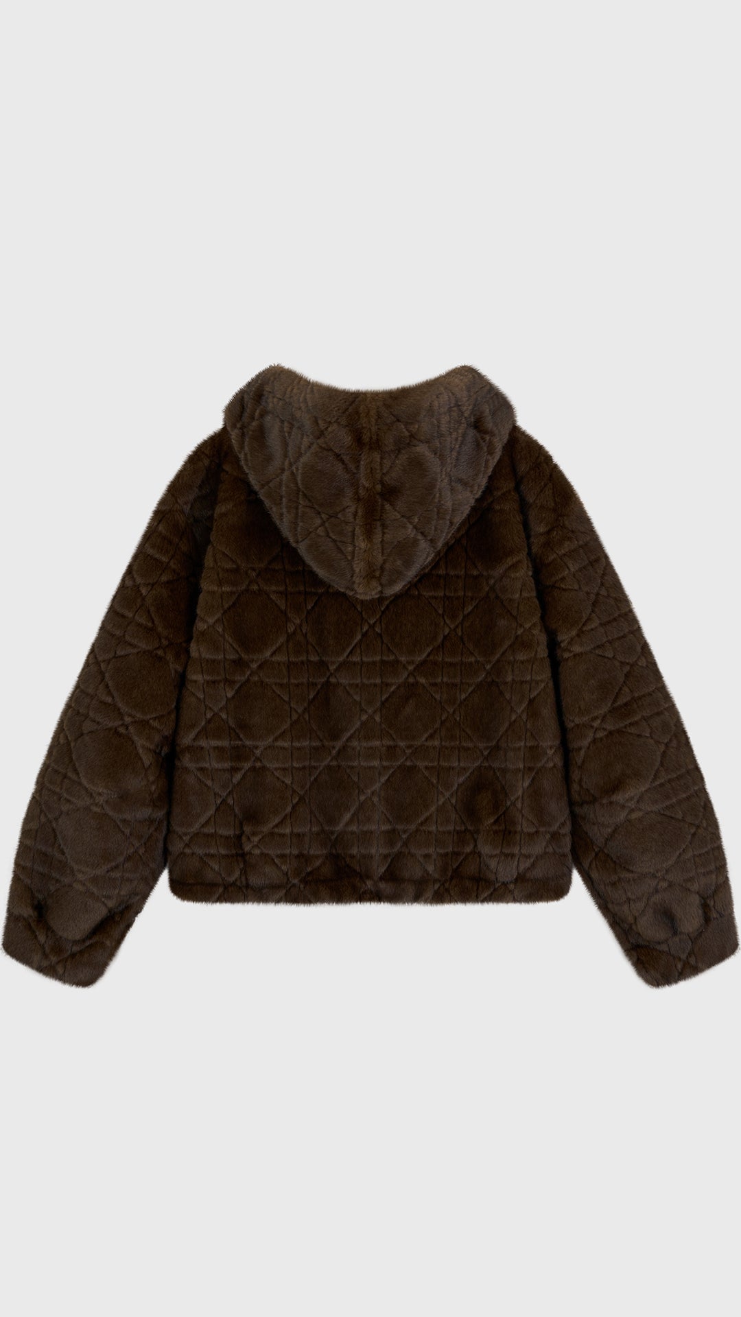 Giacca Corta Invernale Donna in Peluche Sintetico Trapuntato, Cappuccio, Chiusura Nascosta, Giacca Casual Morbida
