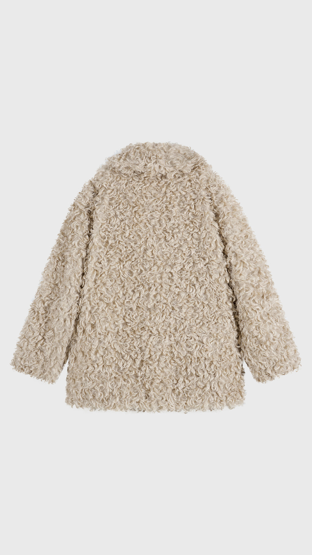 Cappotto Donna in Peluche Sintetico Riccio, Collo a Revers Ampio, Modello Invernale Elegante a Media Lunghezza