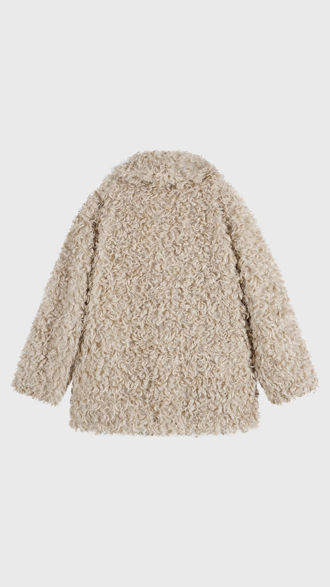 Cappotto Donna in Peluche Sintetico Riccio, Collo a Revers Ampio, Modello Invernale Elegante a Media Lunghezza