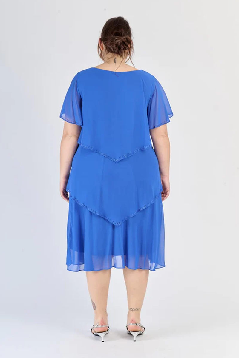 Rochie „Marea” – Rochie midi din șifon cu decolteu în V suprapus (Mărimi mari)