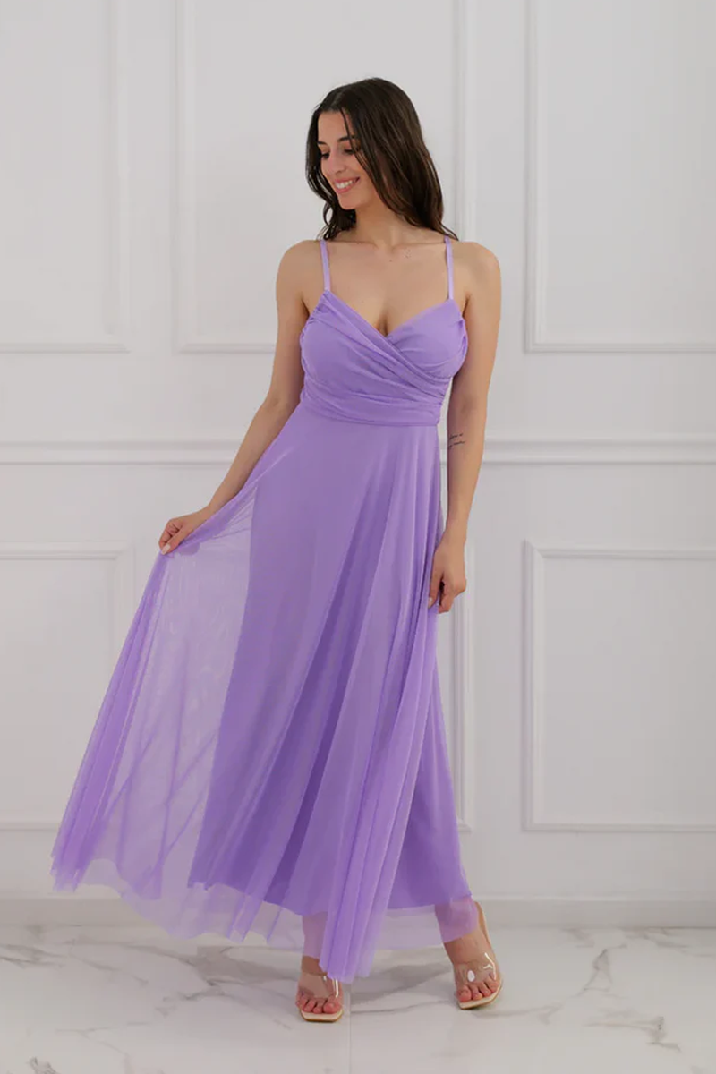 Abito in tulle con spalline Velluto