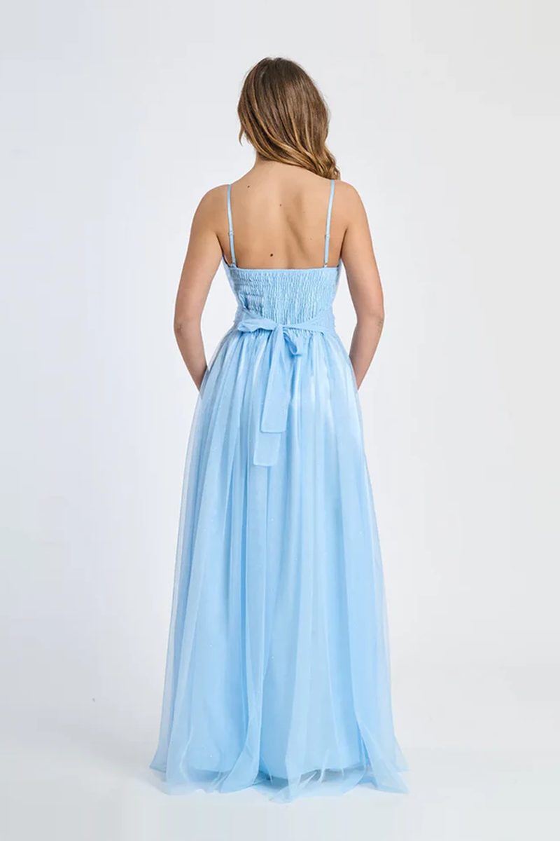 Abito lungo in tulle lucidato Stella
